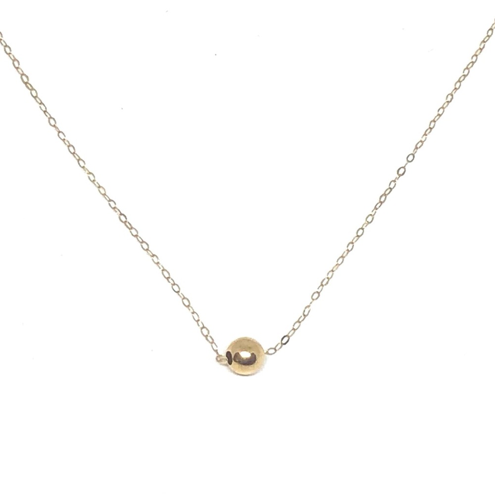 Solid 18K Gold Bead Pendant Chain Necklace